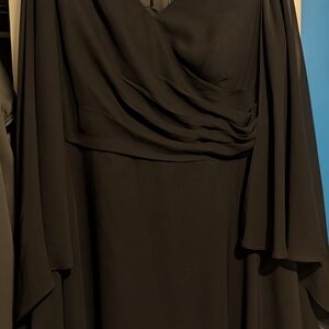 JJs House Black Chiffon Midi Cape Dress